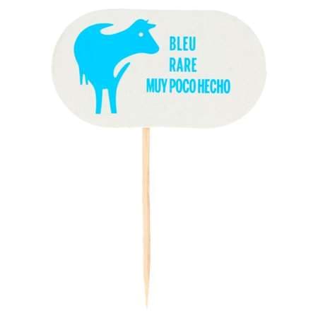 STEAK MARKER "BLEU" 8CM BLANC X100