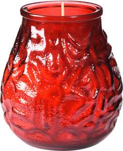 BOUGIE EN VERRE VENISE ROUGE 100X100  X12