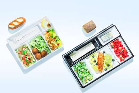 PLATEAU REPAS 5 COMP. + COUVERCLE NOIR/BLANC X60