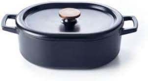 COCOTTE FONTE EMAILLE OVALE + COUVERCLE NORI 31CM