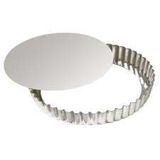 TOURTIERE RONDE CANNELEE-FER BLANC- MOBILE- Ø320/310MM H25MM