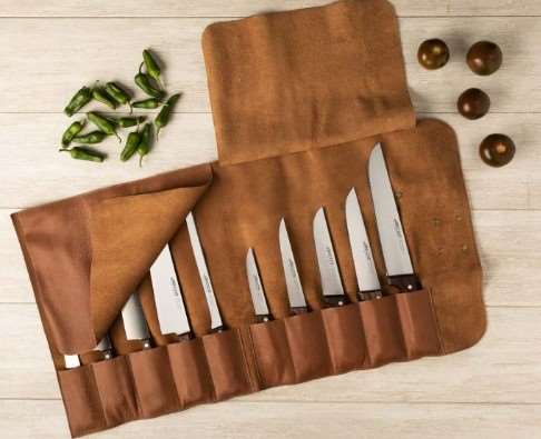 TROUSSE COUTEAUX EN CUIR 10 PLACES