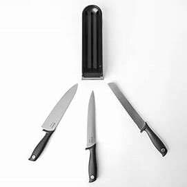 BLOC DE COUTEAU + 3 COUTEAUX (OFFICE,PAIN,CHEF) BRABANTIA