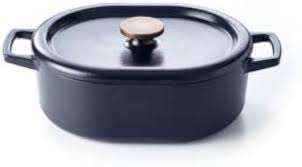 COCOTTE FONTE EMAILLE OVALE + COUVERCLE NORI 31CM