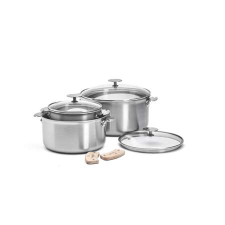 BATTERIE 3 CASSEROLES D16-20-24CM + ANSES + COUV ALCHIMY